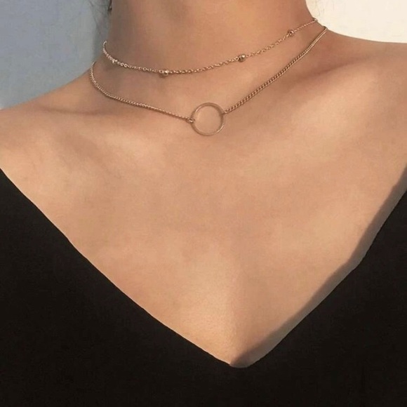 Jewelry - 3/$30 2pc gold Circle Chain Necklace